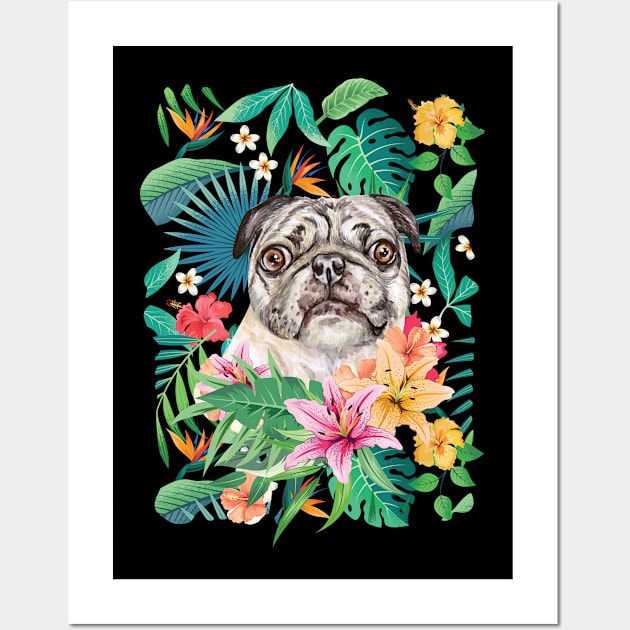 Tropical Pug 6 Wall Art by LulululuPainting